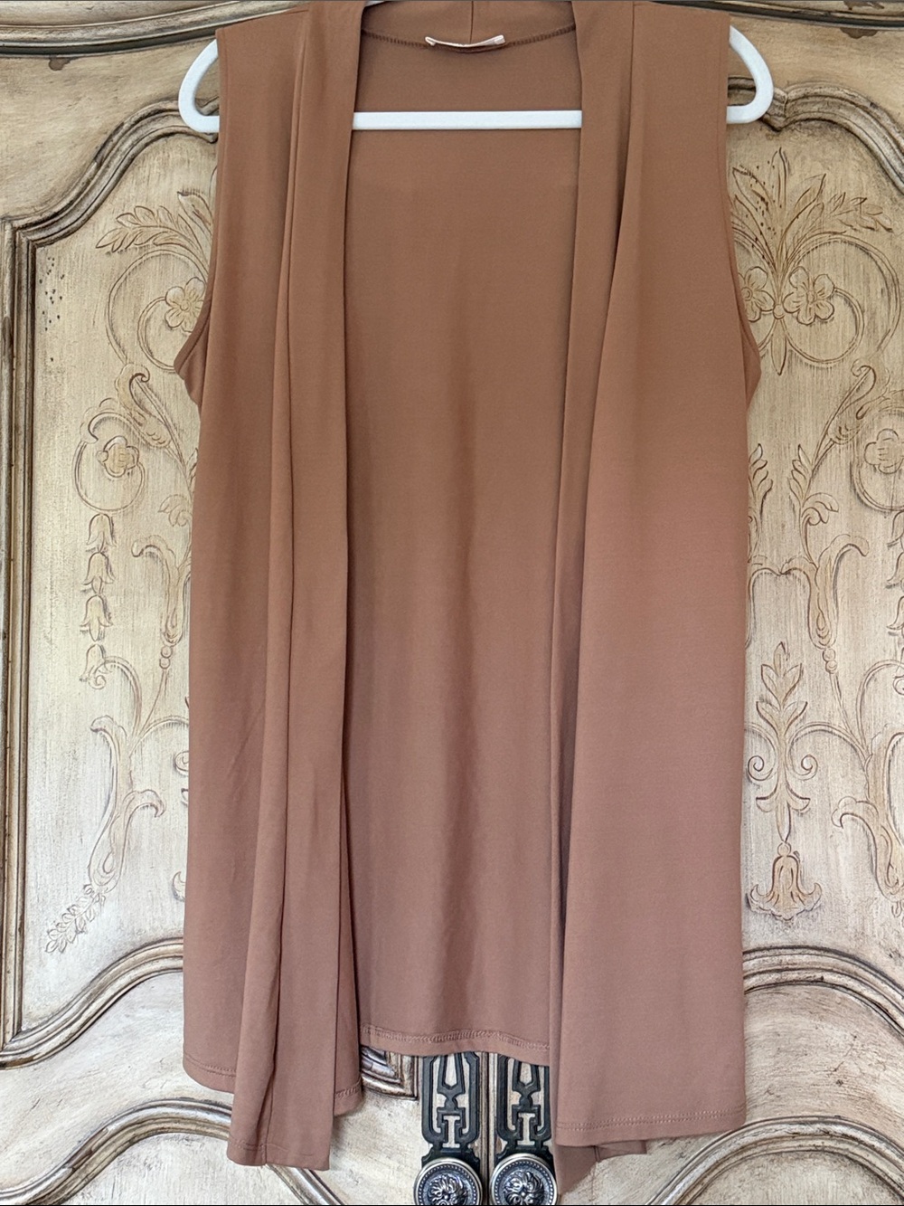 Zenana L duster vest caramel tan - Picture 3 of 8